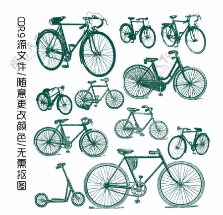 自行车元素手绘插画