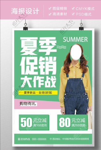 夏季商场服饰促销海报