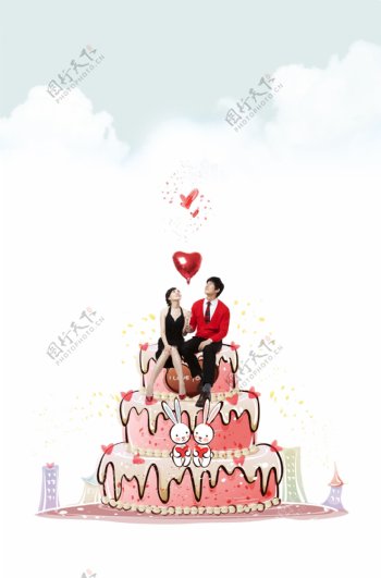 卡通浪漫蛋糕背景