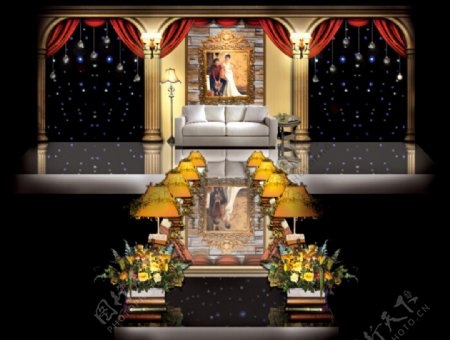 金色婚礼舞台设计