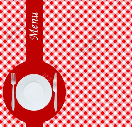 红色餐饮刀叉宣传设计海报