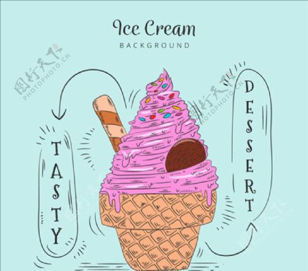 美味的手绘冰淇淋背景