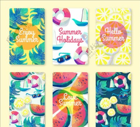 水彩效果美丽的夏日卡片