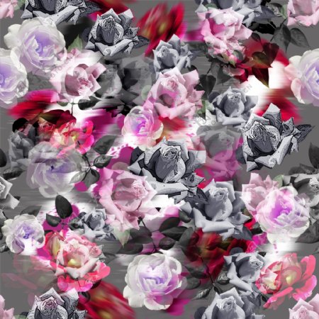 花卉玫瑰风吹效果数码印花图