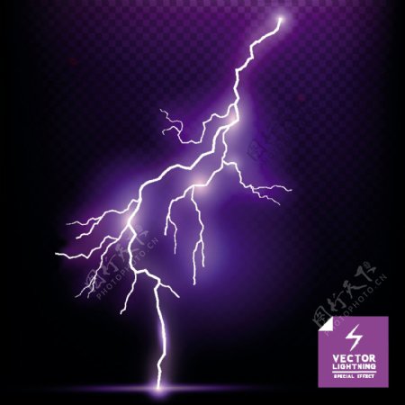 紫色闪电矢量素材