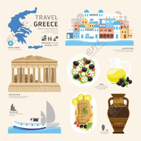 扁平旅游希腊