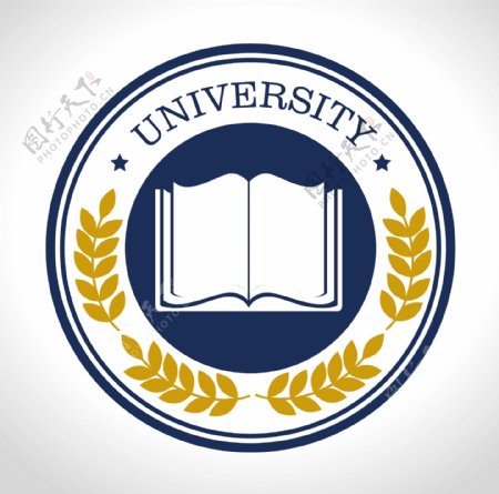 圆形蓝色边框大学logo矢量