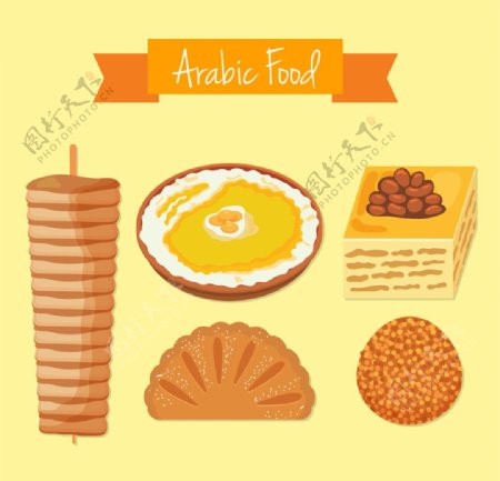 手绘阿拉伯语美食