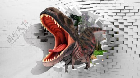 3D恐龙墙画
