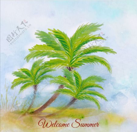 椰子树油画