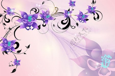 简约梦幻紫色花卉