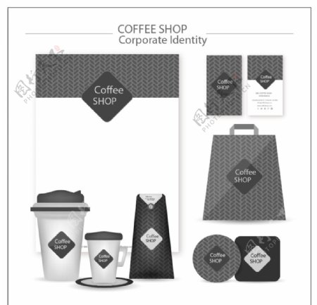几何灰色咖啡店企业标识