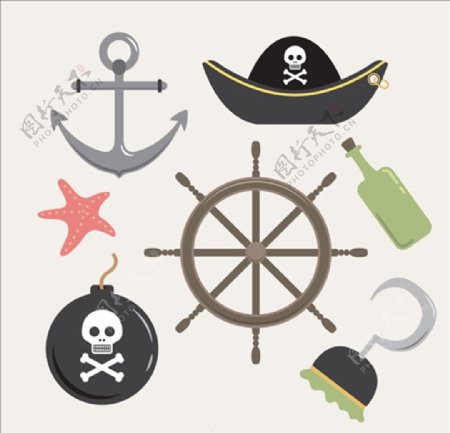 平面海盗舵设计元素