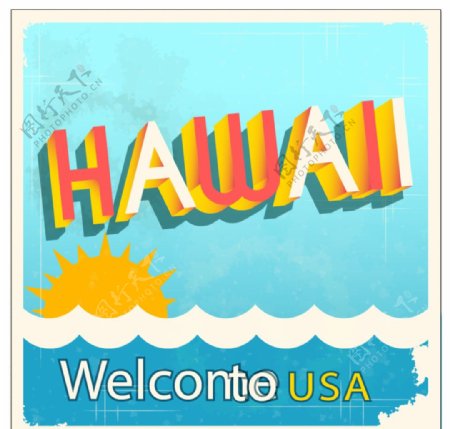 夏威夷度假明信片