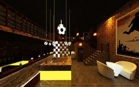 室内足球酒吧3D模型