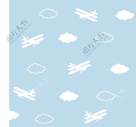 飞机白云矢量背景