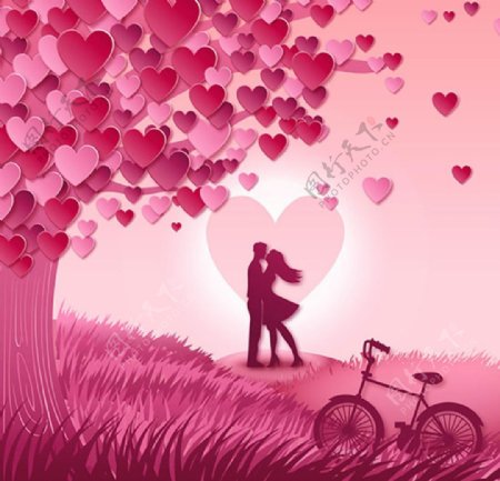 粉红色浪漫情人节海报