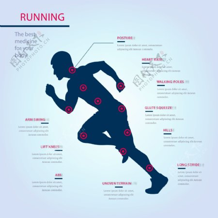 男性剪影轮廓跑步运动信息