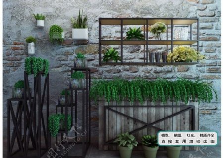 植物墙绿化生态工业风