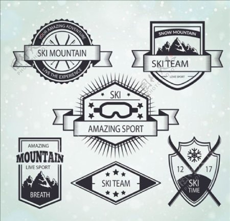 六款滑雪场用品俱乐部标志