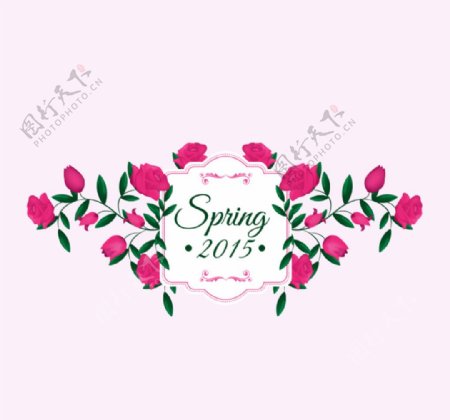 2016春季玫瑰花标签矢量图