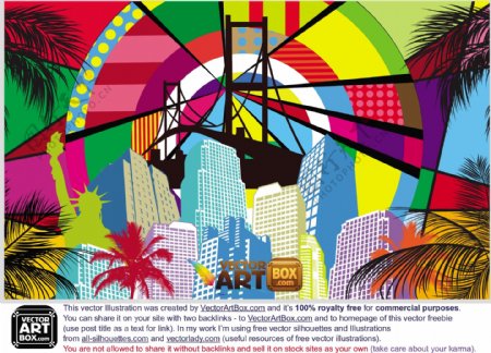 波普艺术风格的彩色背景图案海报