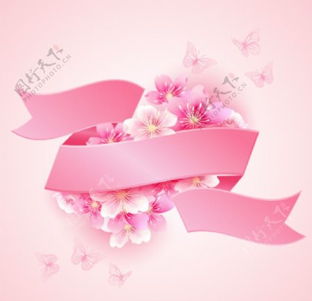 樱花粉红丝带矢量设计