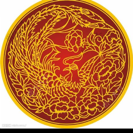 中国古典凤皇牡丹图