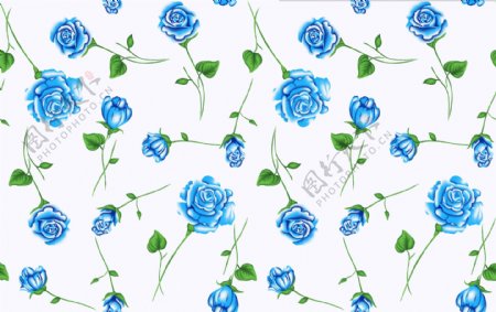 无缝矢量手绘蓝色玫瑰墙纸
