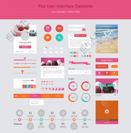 粉色UI网页素材