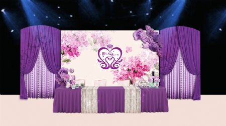 紫色婚礼签到区效果图素材