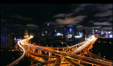 城市夜景交通车流人流视频素材