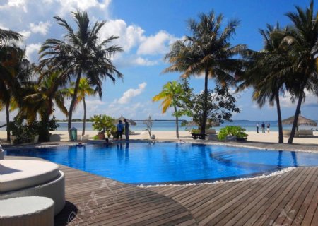 马尔代夫酒店里的泳池