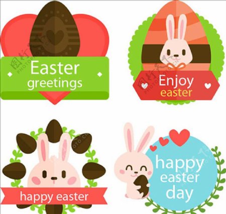 卡通复活节彩蛋巧克力兔子标题
