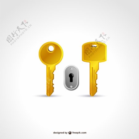 金色钥匙与锁孔