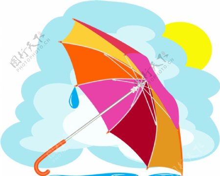 彩色雨伞矢量素材