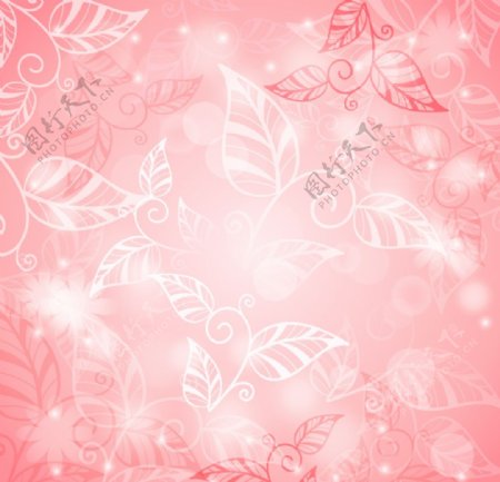 粉色叶形花纹背景