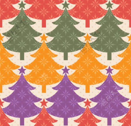 卡通彩色圣诞树背景矢量素材