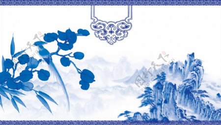 中国风青花瓷背景