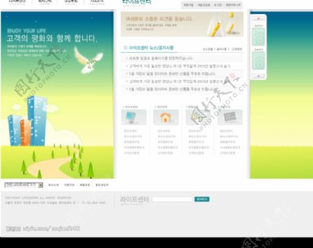 绿色鸽子韩国网页PS模板