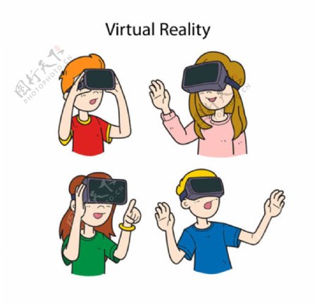 戴VR虚拟现实眼镜的男女生