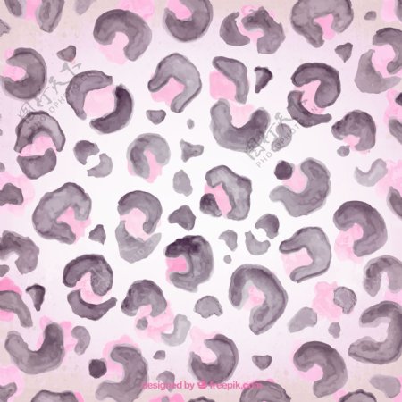 水彩绘粉色豹纹无缝背景矢量图