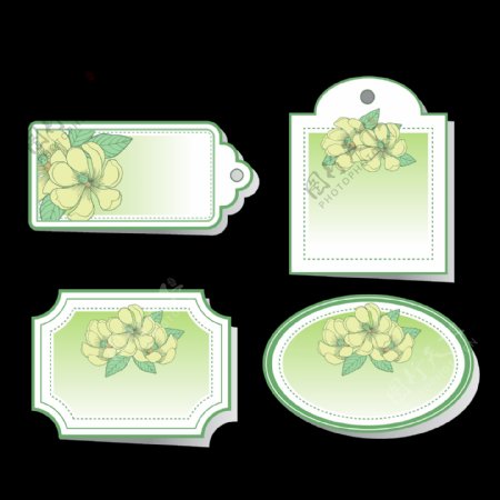 绿色花卉边框免抠png透明图层素材