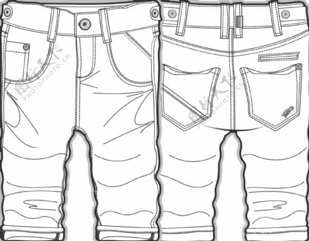 牛仔裤小男孩服装设计矢量素材