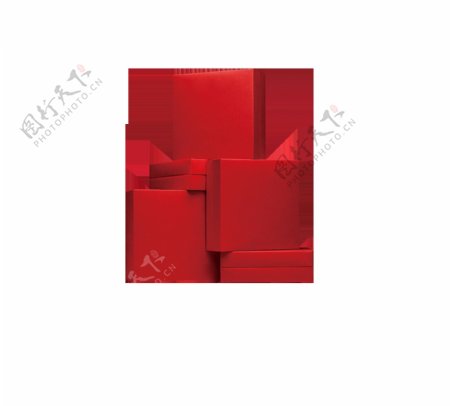 手绘红色礼盒元素