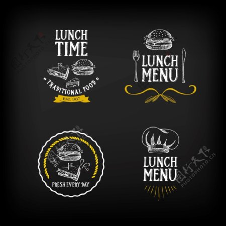 快餐午餐菜单标志Logo矢量