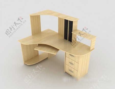 木质学习书桌3d模型下载