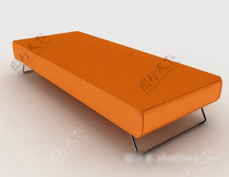 简约橙色沙发长凳3d模型下载