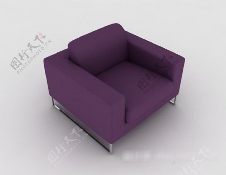 现代简约紫色沙发3d模型下载