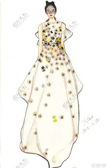 花朵猫女礼服设计图